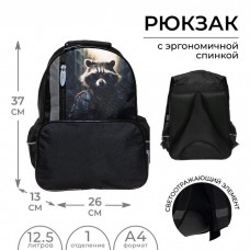Рюкзак школьный, 37 х 26 х 13 см, эргономичная спинка, Calligrata ОРТ Енот