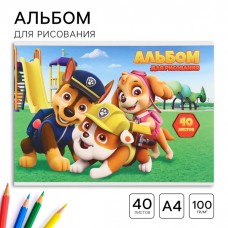 Альбом для рисования А4, 40 листов, склейка, Paw Patrol